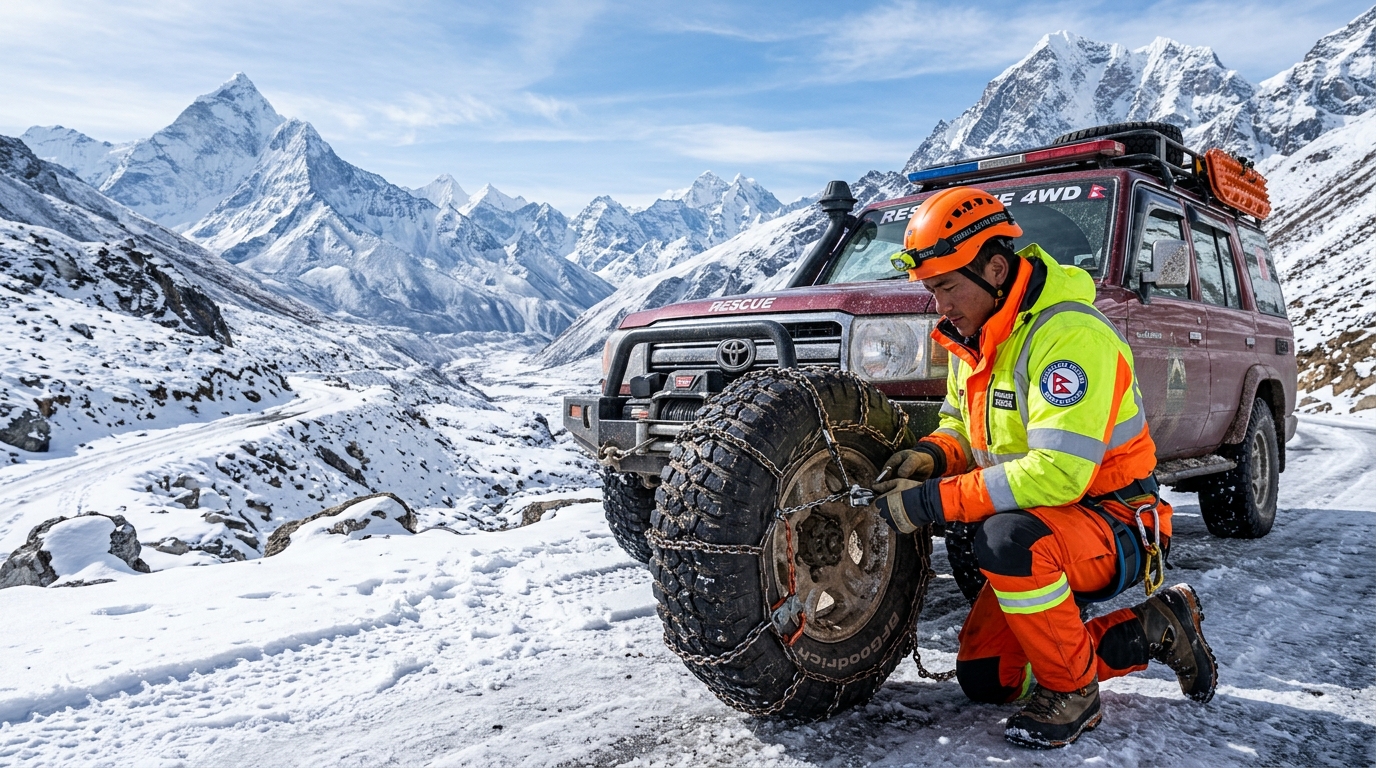 Mountain Rescue Snow Chains Installation